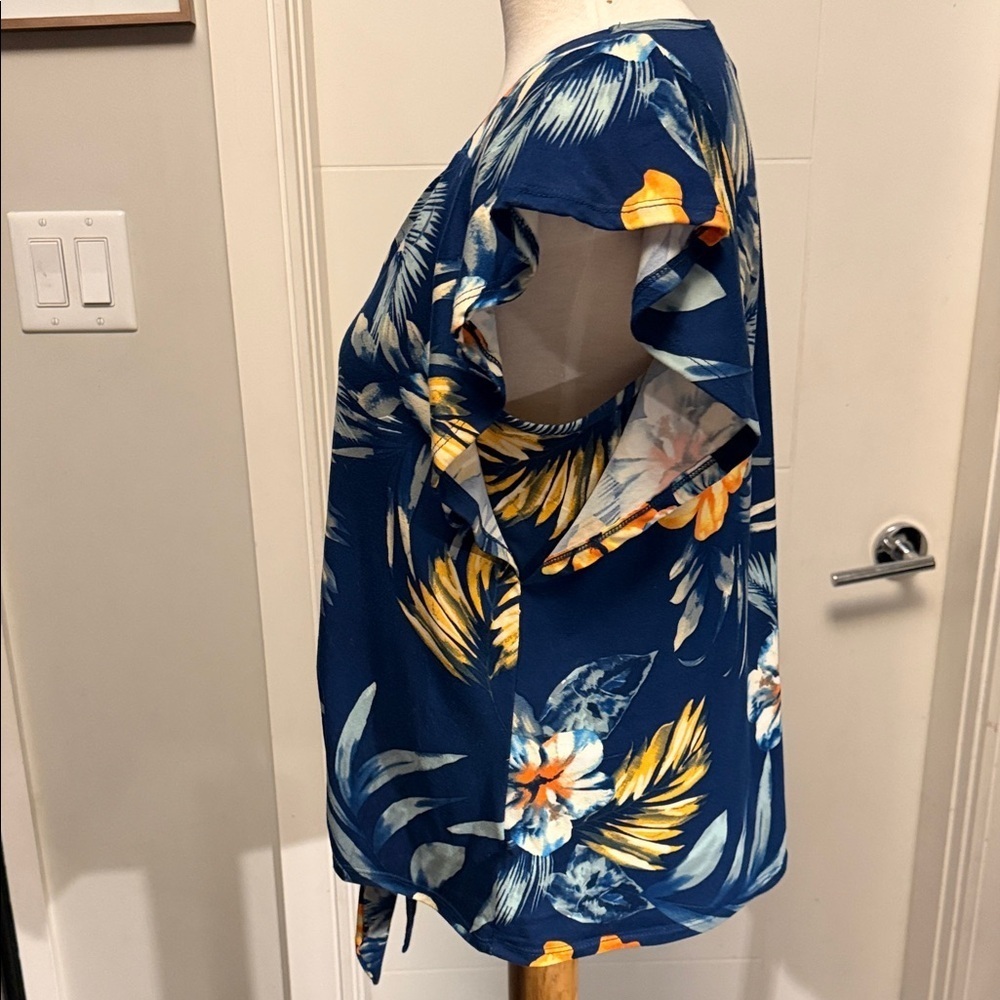 Floral Women Top - Blue and Yellow - Picture 9 of 12